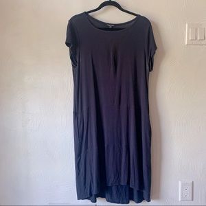 Eileen Fisher navy tiered shift dress with pockets